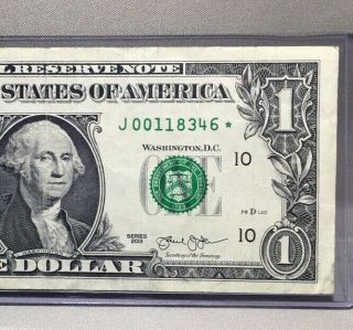 2013 $1 Dollar Bill Star Note S J00118346,  250k - Low Print Run,  Circulated