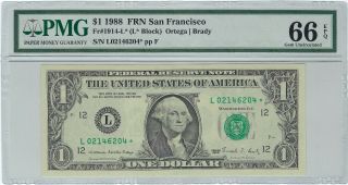 $1 1988 Frn San Francisco Fr 1914 - L Pmg 66 Epq