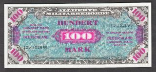 Uncirculated Wwii Germany Allied Military Currency Hundert Mark Note 197b 1944