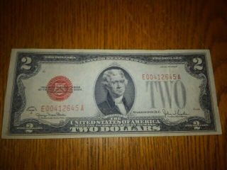 1928 G Series United States $2 Two Dollar Bill Red Seal Ea Deuce Currency Note