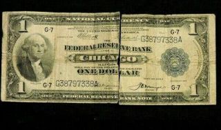 1914 $1.  00 Fed.  Reserve Note U.  S.  National Currency Fed.  Res.  Bank Chicago