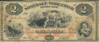 Somerset and Worcester Savings Bank $2 Salisbury MD XF 2