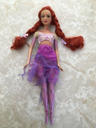 Barbie Fairytopia Wonder Fairy Lenara Red Hair Real Eyelashes Purple Legs