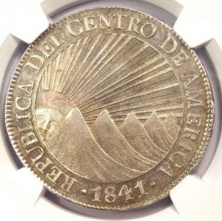 1841 - Ng Ma Central American Republic 8 Reales (8r Coin) - Certified Ngc Au58