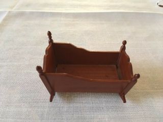 Don Cnossen Miniature Wood Rocking Baby Cradle /: Long 3 " X High 2 " X Width 3