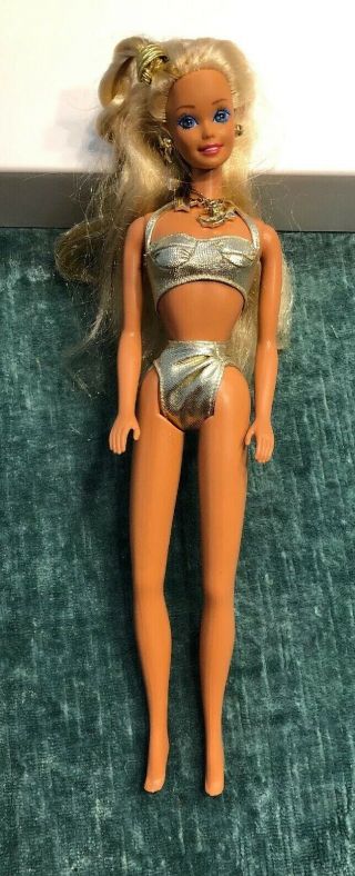 Sunsation Barbie Doll With Gold Bikini Swimsuit Blue Eyes Long Blonde Hair