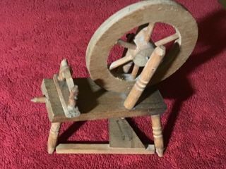 Unique Miniature Wooden Toy Spinning Wheel: Works: 7” Tall