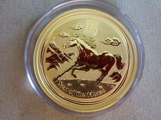 Australia 50$ Fifty Dollars 2014 Lunar Ii Horse Gold Au.  999 1/2 Oz Bu
