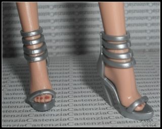 Shoes Barbie Silkstone Model Muse Signature Fan Club Metallic Gray Sandal Heels