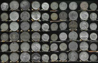 60 Silver World Coins (gross Wt 34.  8 Troz) Usa Canada Europe & More