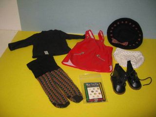 American Girl Today Red Vinyl Jumper Outfit