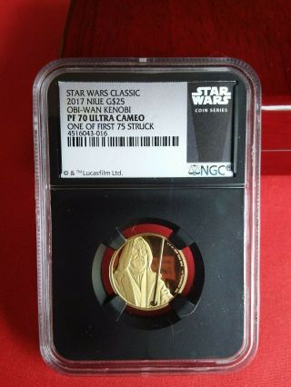 2017 Niue Star Wars Obi - Wan Kenobi $25 Gold Ngc Pf 70 Uc First 75 Struck