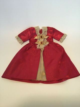 American Girl Doll Red Dress W/ Gold Lace & Gems " Elizabeth "