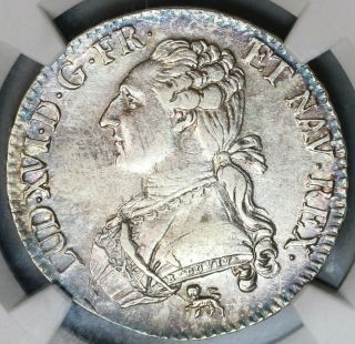 1792 - A Ngc Au 55 Louis Xvi France 1/2 Ecu Royal Silver Coin (19083102c)