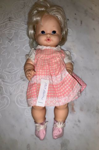 1969 Mattel Baby Tender Love Baby Doll That Drinks & Wets Hard - To - Find 16”
