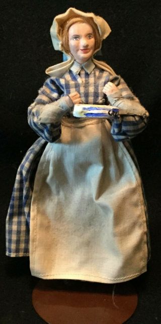 19th C.  Frontier Costumed Vintage Female Doll W/ Hand Painted Clay Head - 7.  5 "