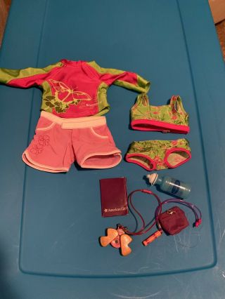 American Girl Doll Jess Swim Suit And Accessories