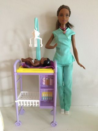 Barbie Careers Baby Doctor Doll Playset,  Brunette Kid Toy Gift