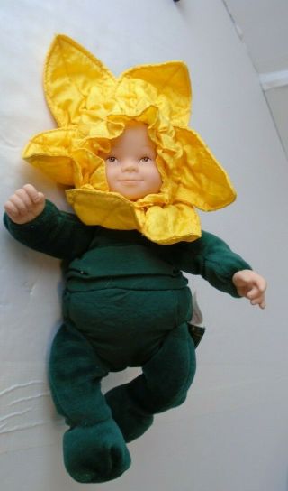 Anne Geddes Doll Baby Sunflowers Plush Bean Bag 1999 Stuffed Dd