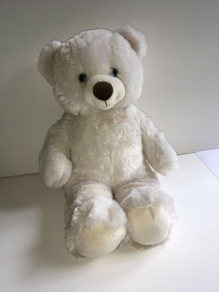Build - A - Bear White Cream Plush Teddy Bear Brown Nose 15 " Stuffed Animal