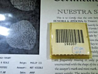 1622 Atocha Shipwreck 8 Reales Spanish Silver Dollar Cob Grade 3 Mel Fisher 3