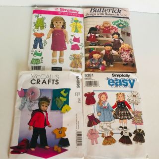 4 18 " Doll Clothes Patterns Simplicity Mccalls Cabbage Patch Kids American Girl