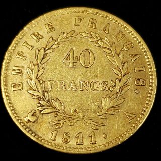 1811 A France 40 Francs.  900 Gold First Empire Napoleon Collector Coin 7FFG1105 2