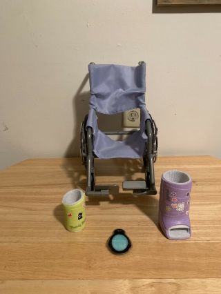 Authentic Retired American Girl Doll Wheelchair - With Casts And Ice Pack