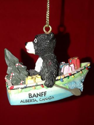 Bear In Boat With Gifts,  Tree Banff Alberta Canada Christmas Ornament