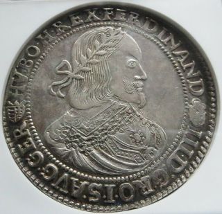 1658 Kb Silver Hungary Thaler Ferdinand Iii Posthumous Coin Ngc About Unc 58