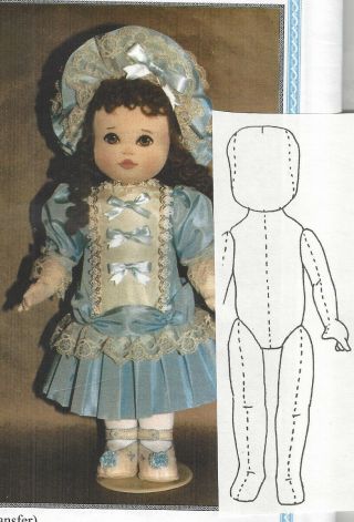 18 " Cloth/soft Sculpture Jointed Art Doll Dress/hat/shoes Pattern &face Transfer