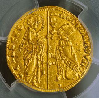 1354,  Doges Of Venice,  Andrea Dandolo.  Gold Zecchino Ducat Coin.  Pcgs Ms - 61