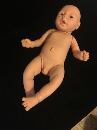 Vtg Newborn Anatomically Correct Baby Boy Blue Eyes Doll 19 " Long Soft Vinyl