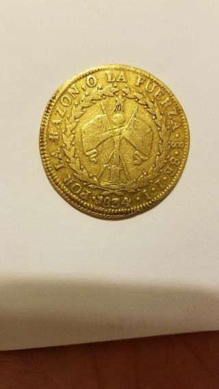 1834 Chile 8 Escudos Colonial Gold Coin - Constitution Type - Santiago