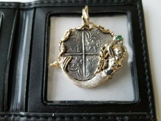 Atocha Shipwreck 4 Reales Grade 1 Mounted Pendant Necklace Treasure Coin Gold 3