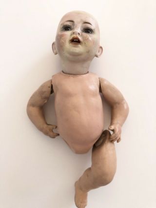 German Antique Kestner Bisque Head Character Baby Doll For Repair