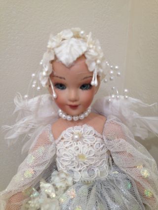 Handmade Angel Porcelain Doll In White Dress