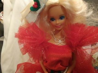Vintage 1988 Special Edition Barbie Doll Happy Holidays Red Dress Holly 1st Year