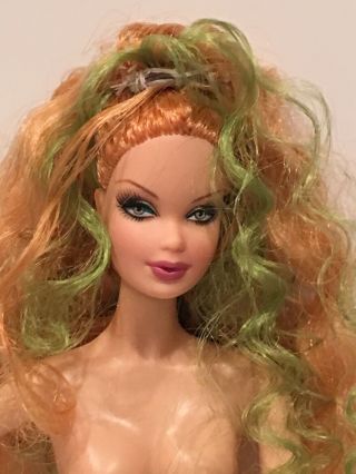 Barbie Top Model Muse Red Green Hair Summer Steffie Face Nude For Ooak