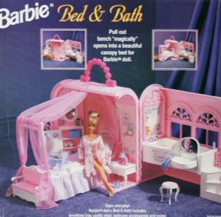 1998 Barbie Mattel - Bed And Bath Handbag House Carrier Replacement Parts Only