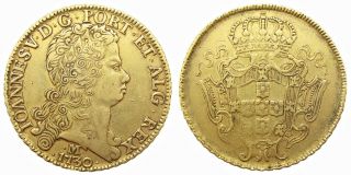 Brazil Joao V 1730 - M Gold 12800 Reis - Gvf