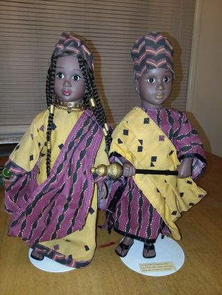 West African Style Collectible Doll Princess & Prince Avon; W/stand,  13 1/4 " H