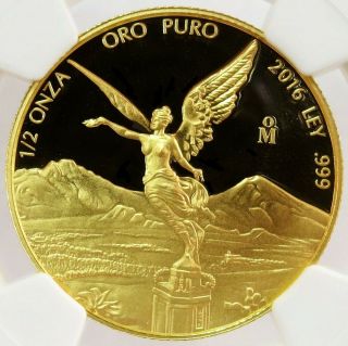 2016 MO GOLD MEXICO 1/2 ONZA WINGED VICTORY COIN NGC PROOF 70 ULTRA CAMEO 2