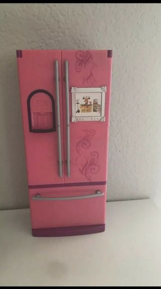 2008 Barbie Doll Glam Snack Time Refrigerator Pink Kitchen Furniture