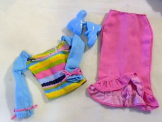 Barbie Doll Pink Tag Bright Various Colored Top & Pink Skirt,  Shoes