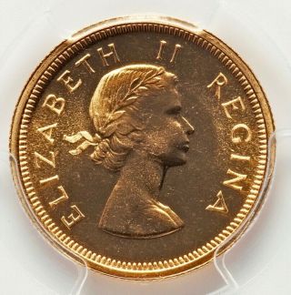 South Africa Gold Pound 1953 Queen Elizabeth Ii,  Pcgs Gem Pr66,
