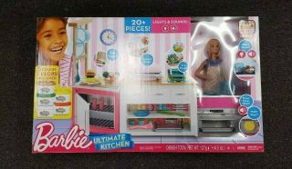 Barbie Ultimate Kitchen Play Set Baking & Cooking W/ Chef Doll 4,  