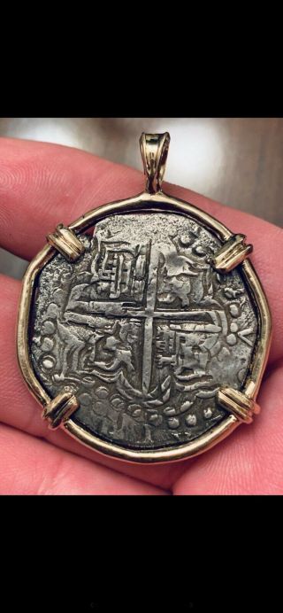 Atocha Shipwreck 8 Reales Grade 1 Pendant Necklace Treasure Coin Mel Fisher 18k