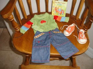 American Girl Bitty Baby Twin Boy Playtime Outfit With Book