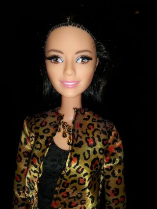 Barbie Style Raquelle Doll,  Leopard Print Jacket With Red Purse And Outfit